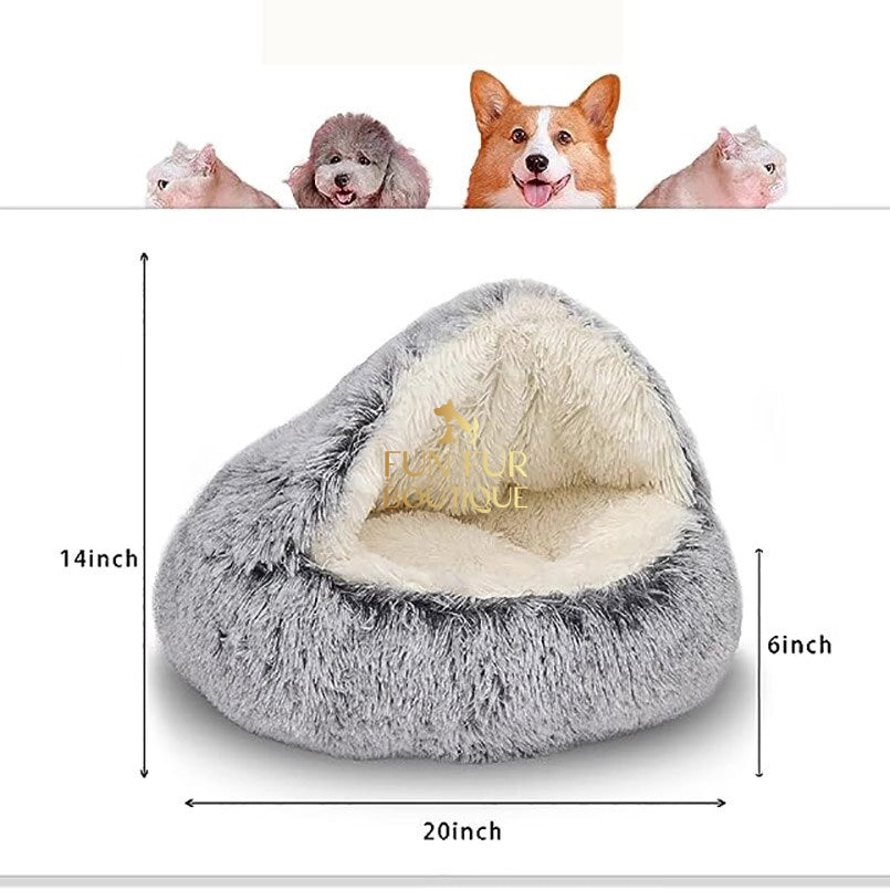 Soft Plush 2-in-1 Pet Bed - Cozy Round Cat Dog Nest