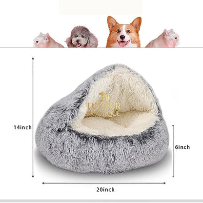 Soft Plush 2-in-1 Pet Bed - Cozy Round Cat Dog Nest