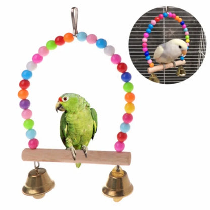 Colorful Parrot Toy - Hanging Ladder Bridge with Bells for Exercise and Climbing - 22x18x24cm