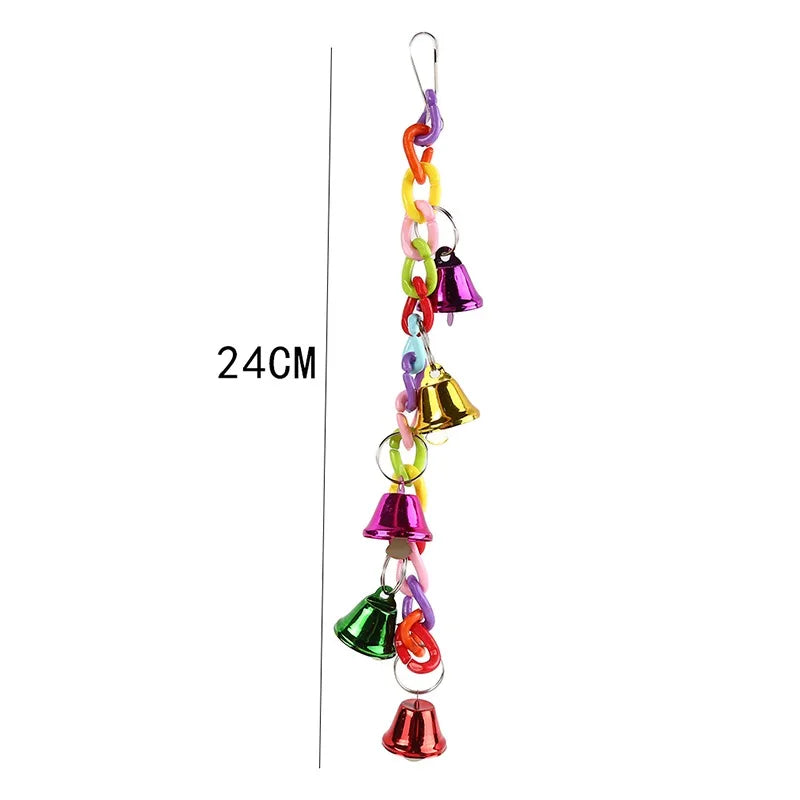 Colorful Parrot Toy - Hanging Ladder Bridge with Bells for Exercise and Climbing - 22x18x24cm