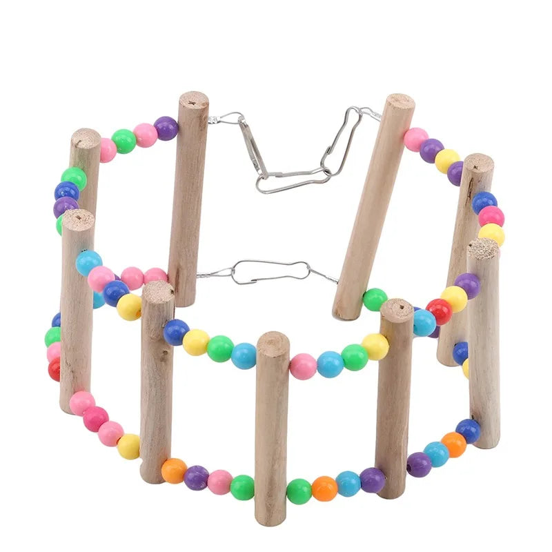 Colorful Parrot Toy - Hanging Ladder Bridge with Bells for Exercise and Climbing - 22x18x24cm