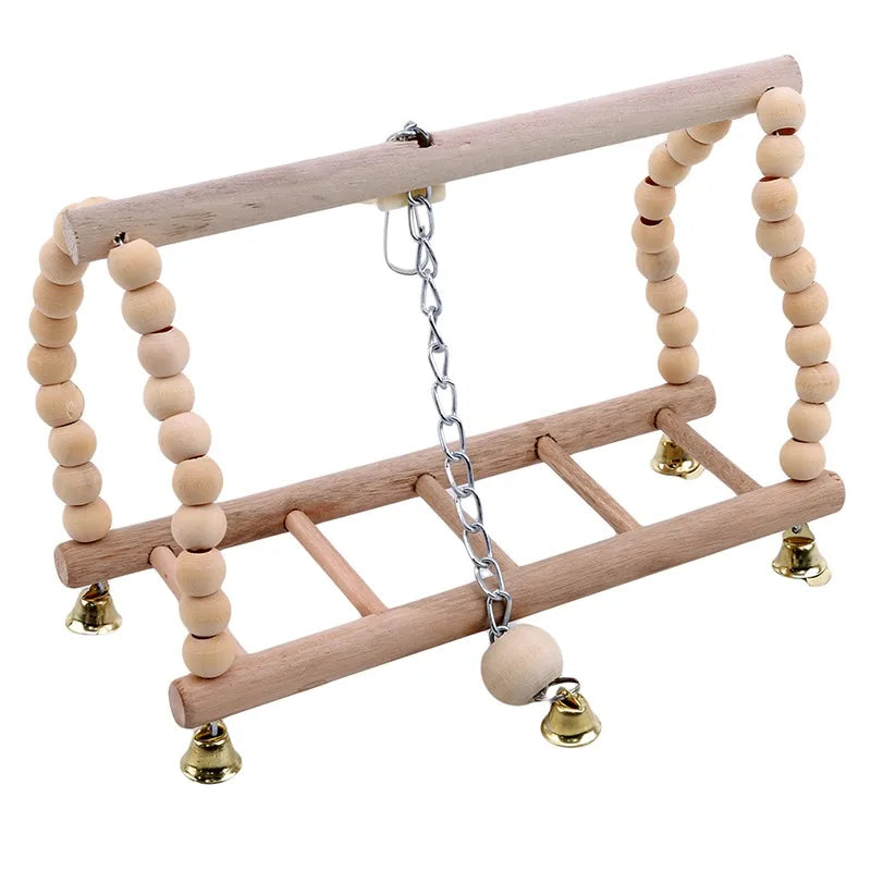 Colorful Parrot Toy - Hanging Ladder Bridge with Bells for Exercise and Climbing - 22x18x24cm