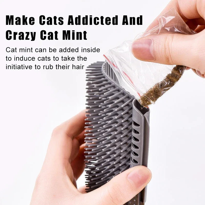 Cat Self Groomer with Catnip | Wall Corner Massage Comb for Kittens & Cats | Easy Hair Removal & Coat Care