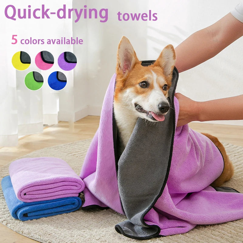 Quick-Dry Pet Towel - Soft, Absorbent, and Convenient for Pet Bathing and Cleaning